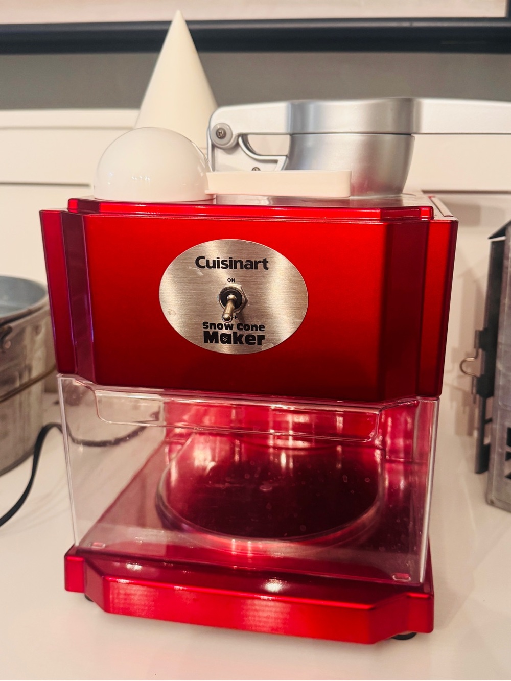 Cuisinart Red Snow Cone Maker with Silver Lever